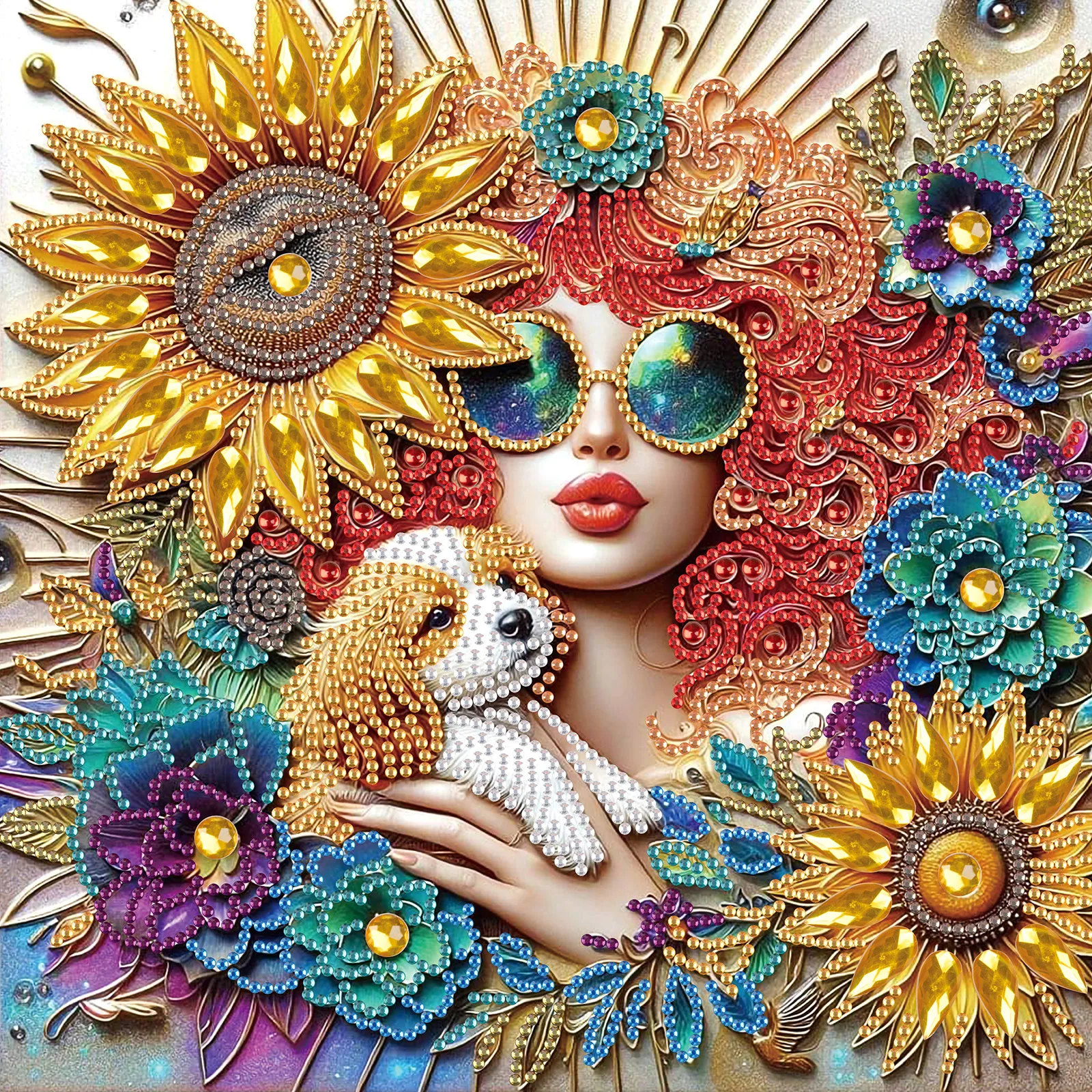 Diamond Painting Diamond Art Painting Kit Diamond Painting Set DIY Girl and Flowerrs 5D Special Shape Diamond Art Kits for Beginners Diamond Art Painting Kits for Home Wall Decoration Gift