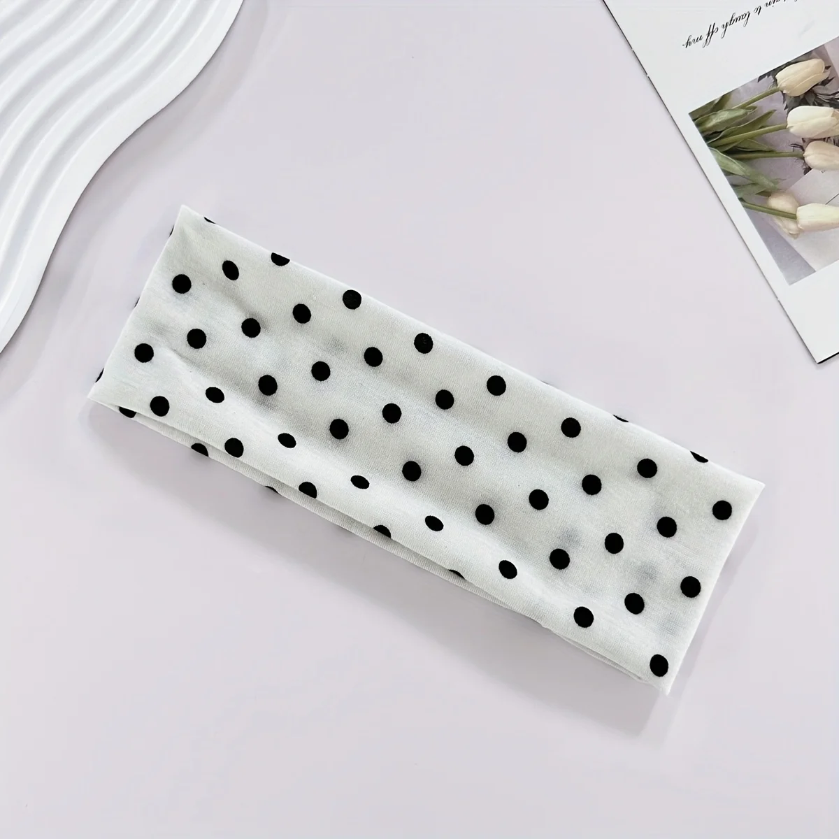 3 Stück Polka Dot Yoga-Stirnband, elastisch, modisches Stirnband mit Punktmuster, Make-up-Stirnband, Sport, Fitness, schweißabsorbierende Haarbänder für Frauen – Detail 8