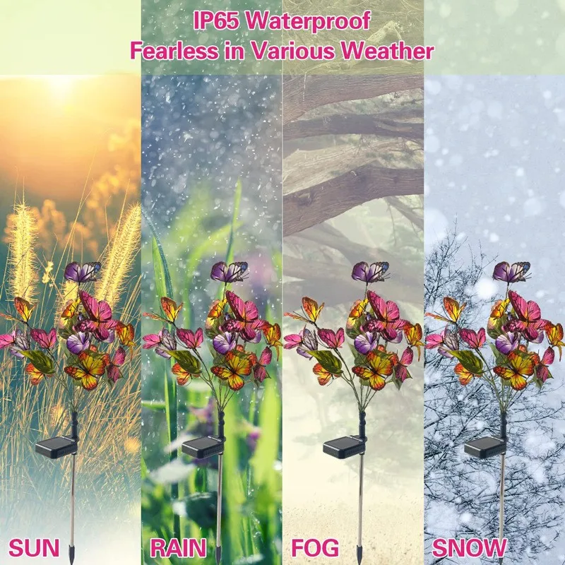 Outdoor Solar Light Garden Butterfly Light,Upgrated Solar Stake Light with Four Color LED Butterflies for Party/Yard Decoration