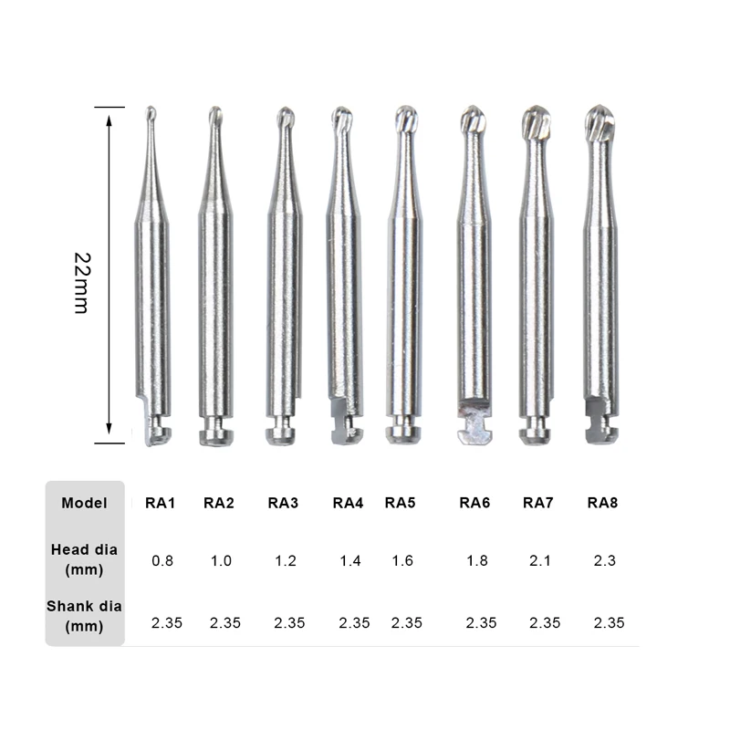 5pcs/box New Dental Tungsten Carbide Burs Slow Speed Round RA Series ...