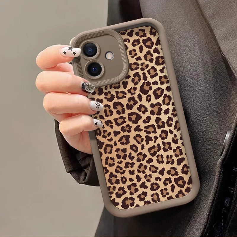 Stylish Retro Black Zebra & Leopard Print Shockproof Silicone Phone Case