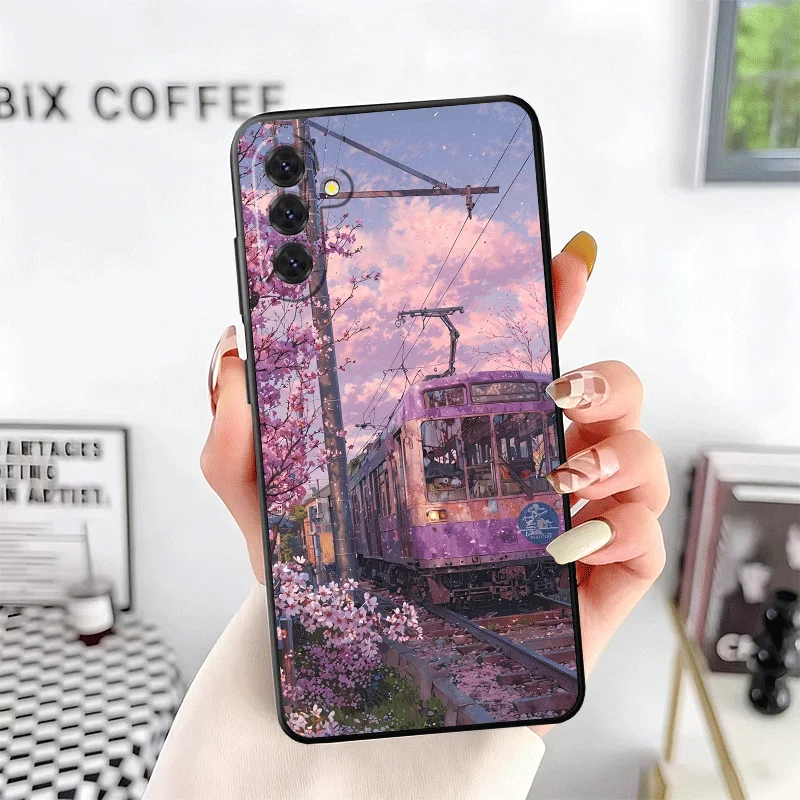 Retro Japanese Sakura Train Soft Phone Case