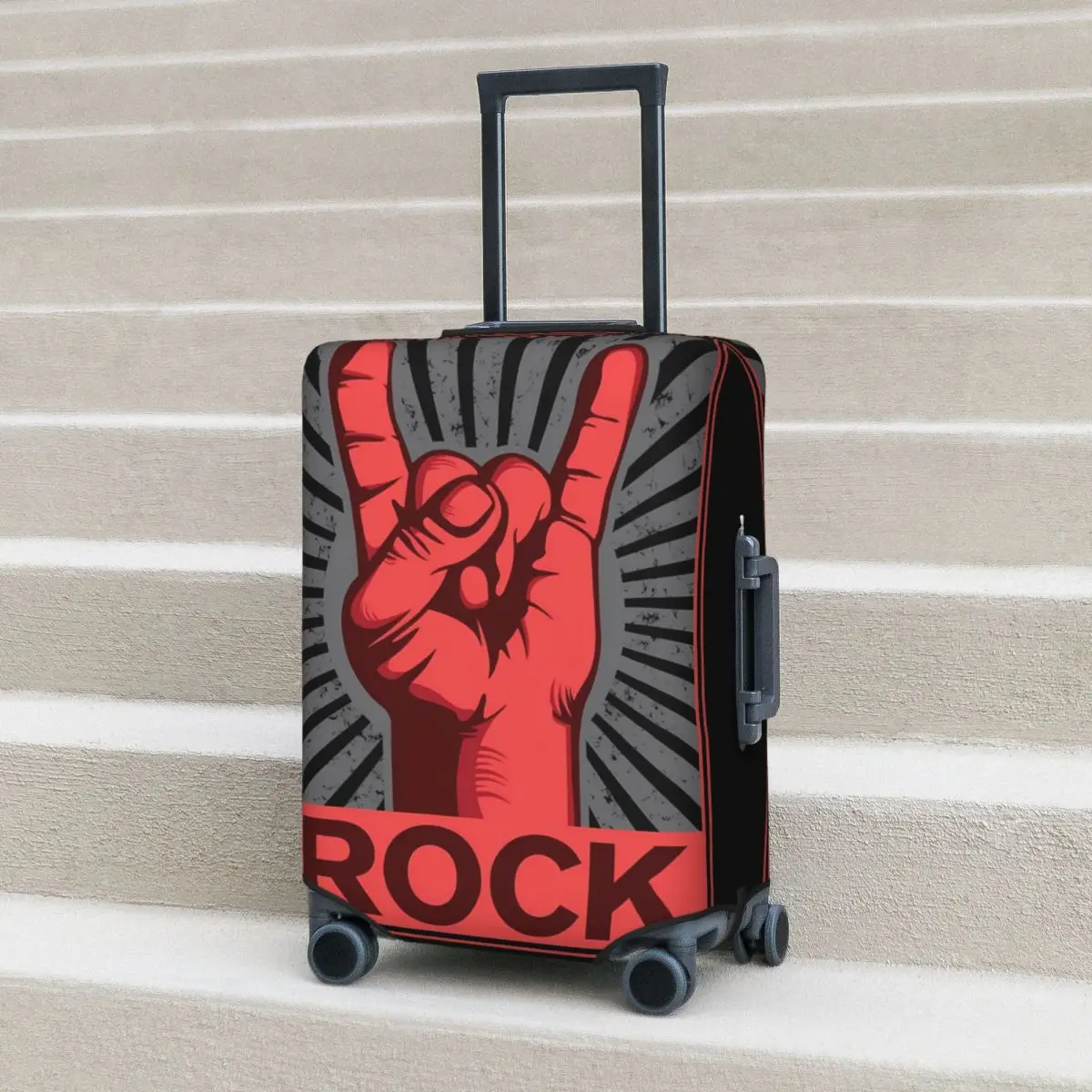 

Rock Guitar Rose Suitcase Cover Music Love Cruise Trip Holiday Strectch Luggage Accesories Protector Xmas Gift