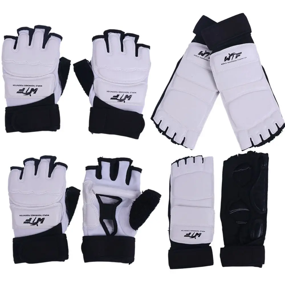 Half Finger Boxing Gloves Karate Muay Thai Training PU Leather Workout Gloves For Adults Kids