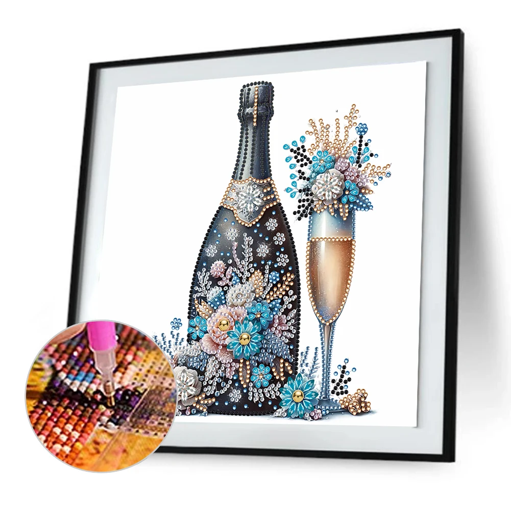 5D DIY Partial Special Shaped Drill Diamond Painting Celebrating Champagne Decor