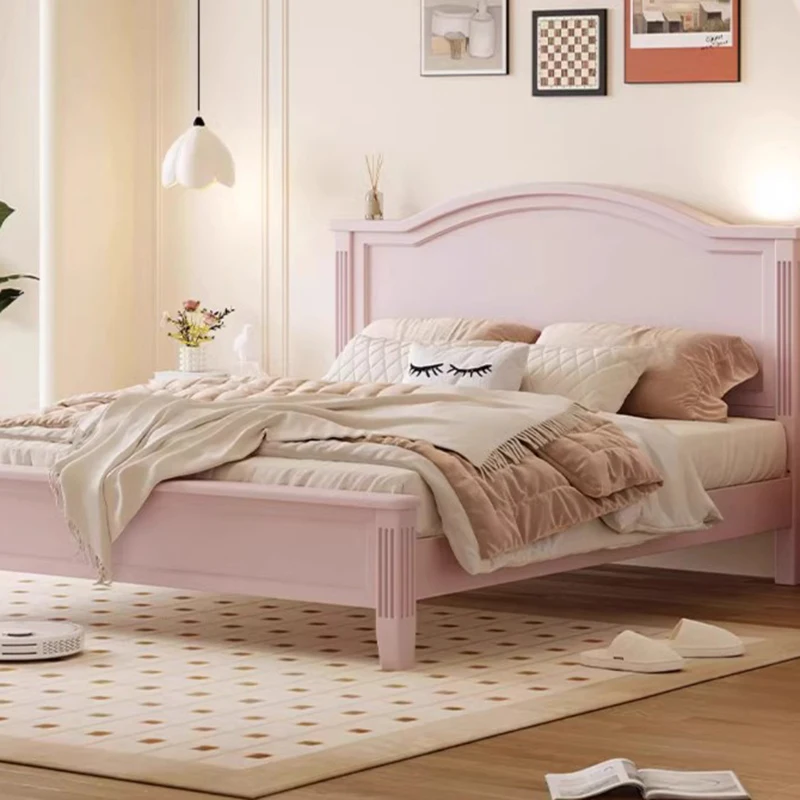 

Large American Double Bed Simple Girls European Style Double Bed Solid Wood Camas Moderrnas Inteligentes Bedroom Furniture