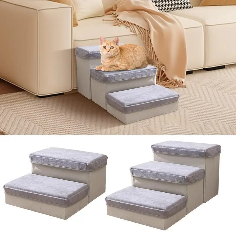 

Pet Dog House Dog Stairs Pet 3 Steps Stairs For Small Dog Cat Pet Ramp Ladder Anti Slip Removable Dogs Bed Stairs Pet Supplies