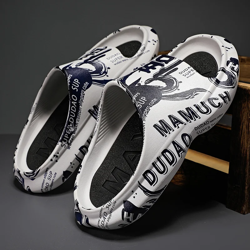 Tofflor för kvinnor och män Halkfria tofflor för inomhus utomhus Mjukt skum skjutreglage med tjock sula_voghion.com