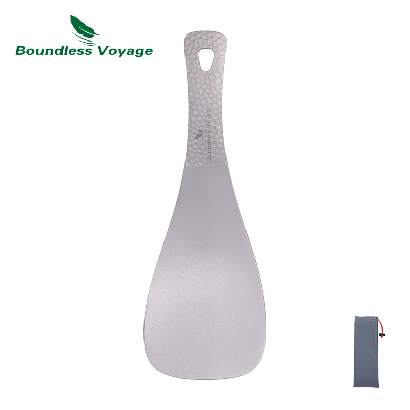 Boundless Voyage 티타늄 쌀 국자, 두꺼운 스푼, 야외 캠핑 가정용 쌀 식사 삽