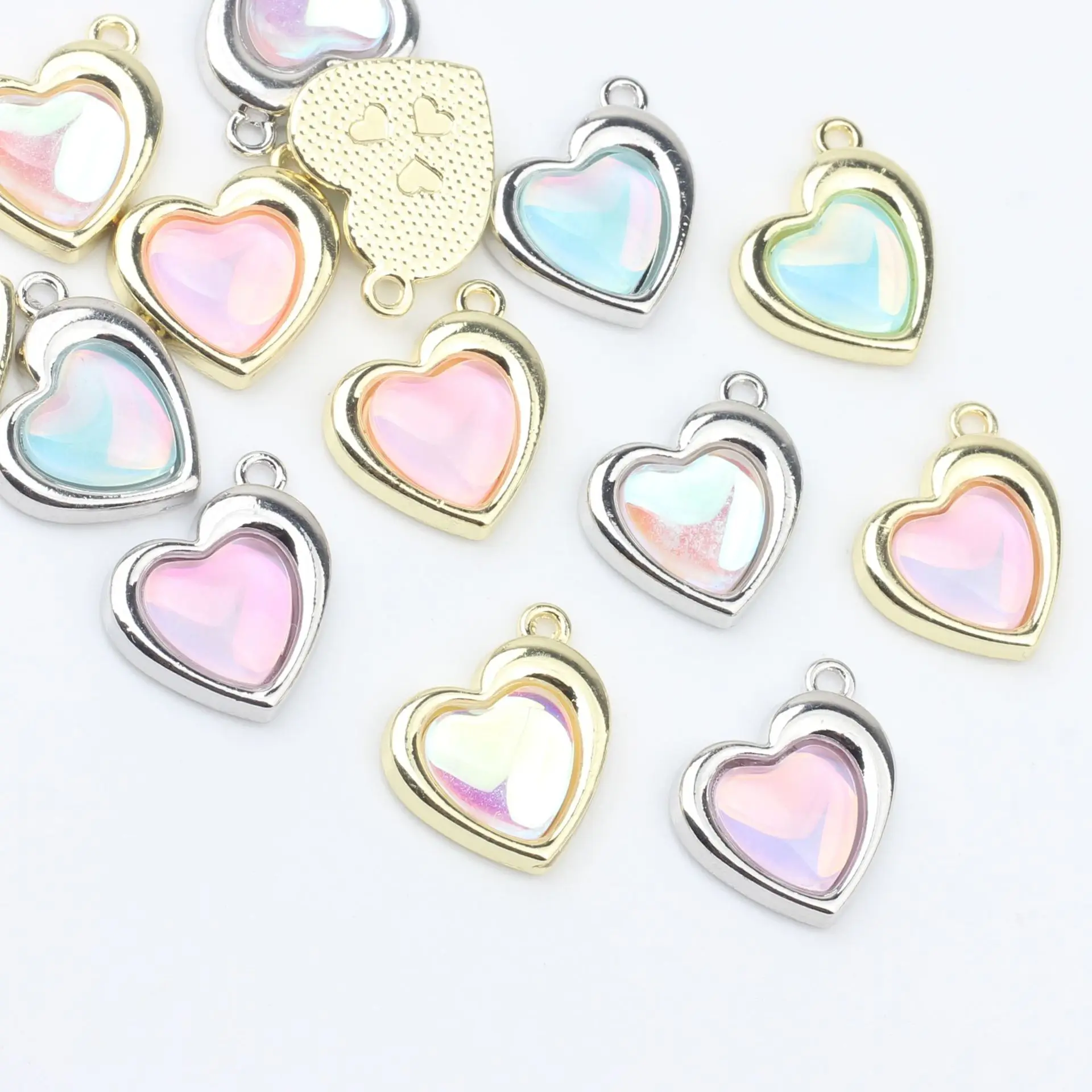 

10pcs Love Heart Pendant Charms Rhinestone Silver Golden Color Necklace Earrings Pendant Connectors Diy Jewelry Making Findings