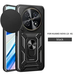 Shockproof Armor Case with Magnetic Holder Ring and Lens Protection for nova 12i (Black)
