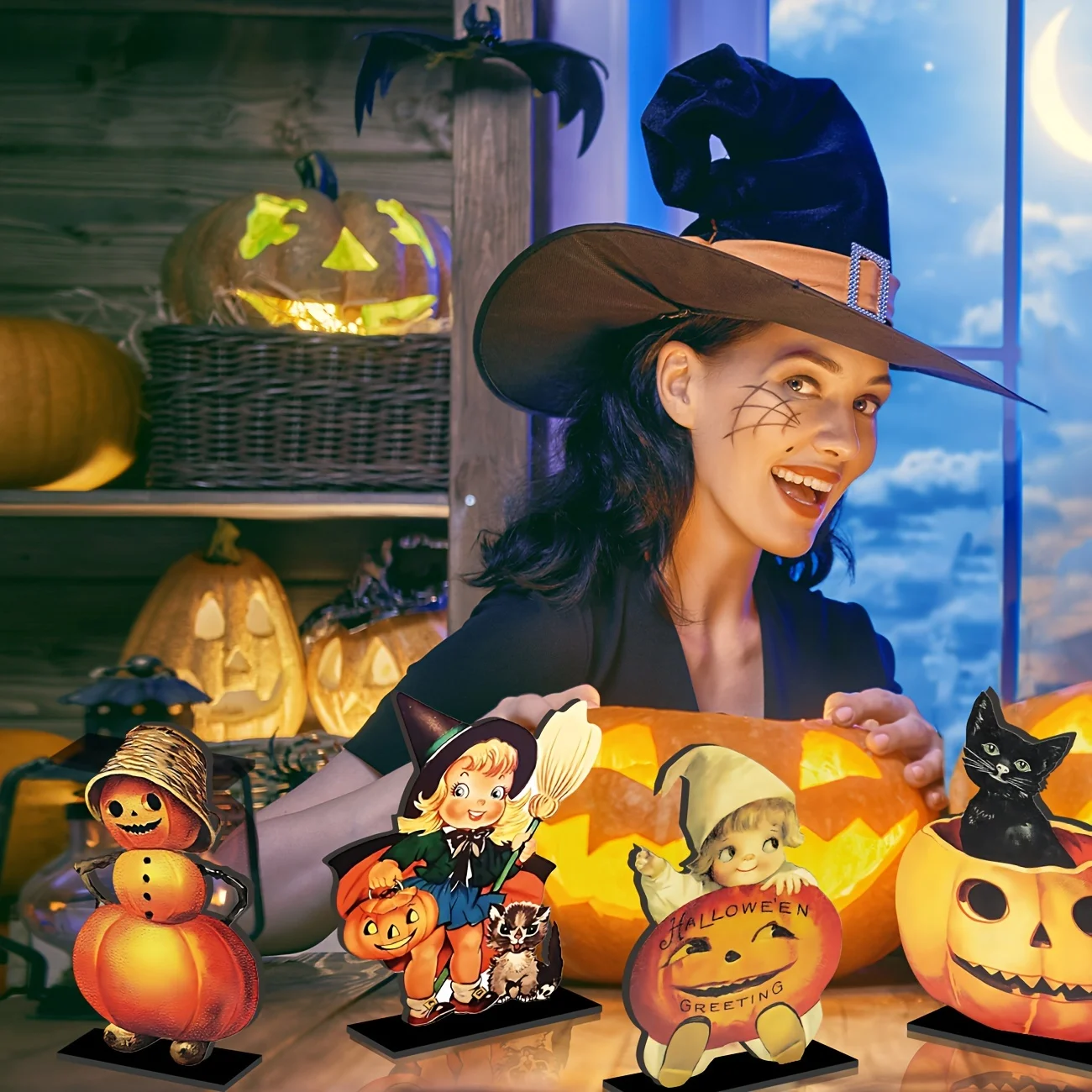 Halloween Tischdekoration BETESSIN 22Pcs Mini Halloween Deko Tischdeko  Miniatur Streudeko Holz Deko Kürbis Schädel Spinne Fledermaus Hexenbesen  Klein Figuren Zum Basteln DIY Geschenk Mitgebsel Halloween Deko Niedlich, image size:1300x1300