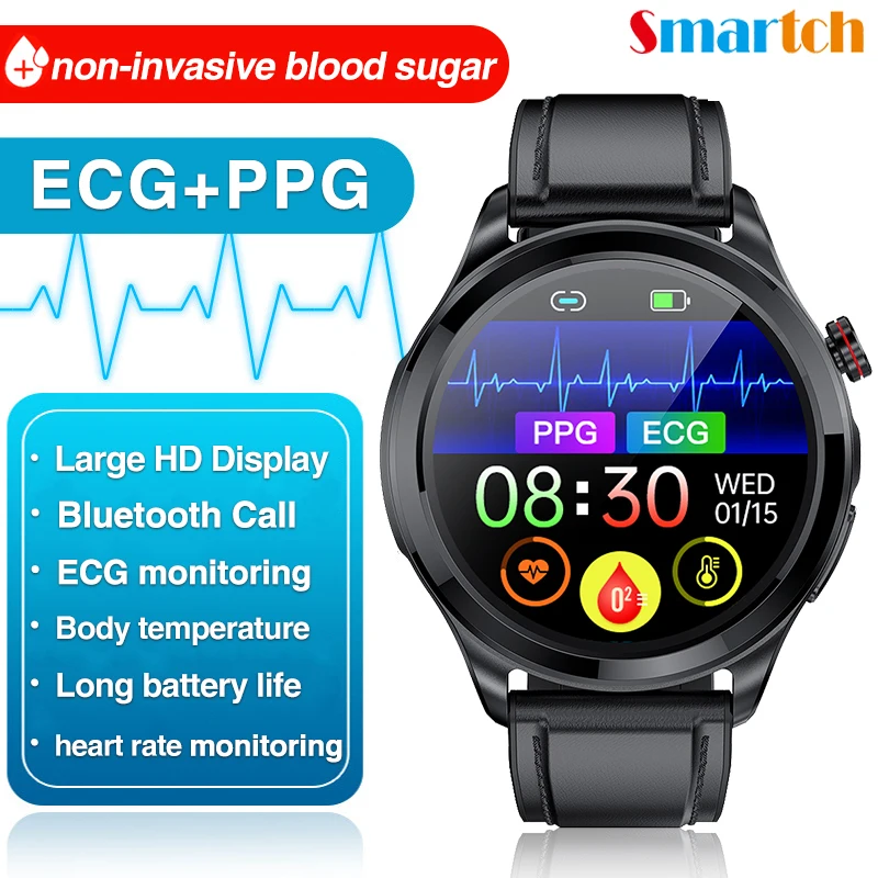 

BT Call Smart Watches Men Sports ECG PPG Blood Glucose BP PPG Monitor Body Temperature Smartwatch Waterproof Health Remote Care