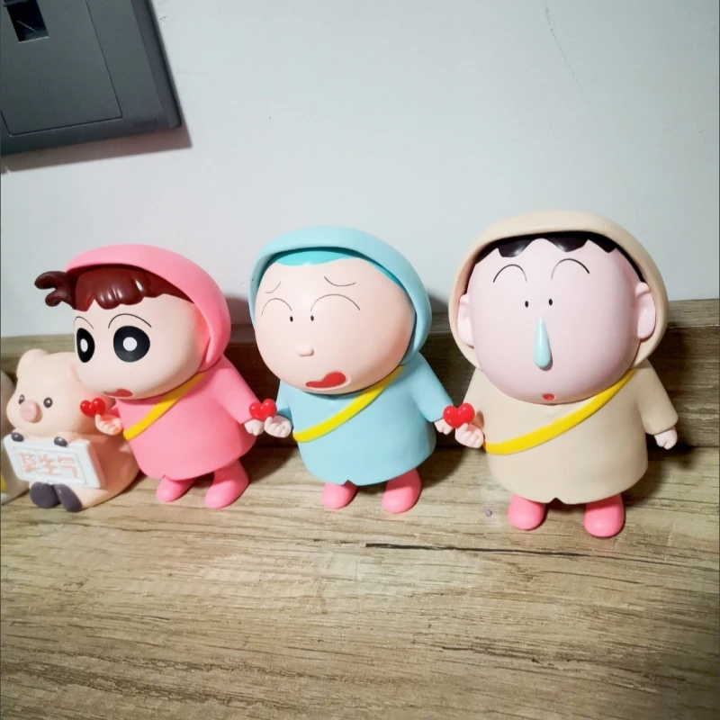 

5pcs Set Crayon Shin-chan Anime Figures Kasukabe Defense Force Masao Nini Dumb Dolls Desktop Trinkets Vinyl Decor Kids Toy Gifts