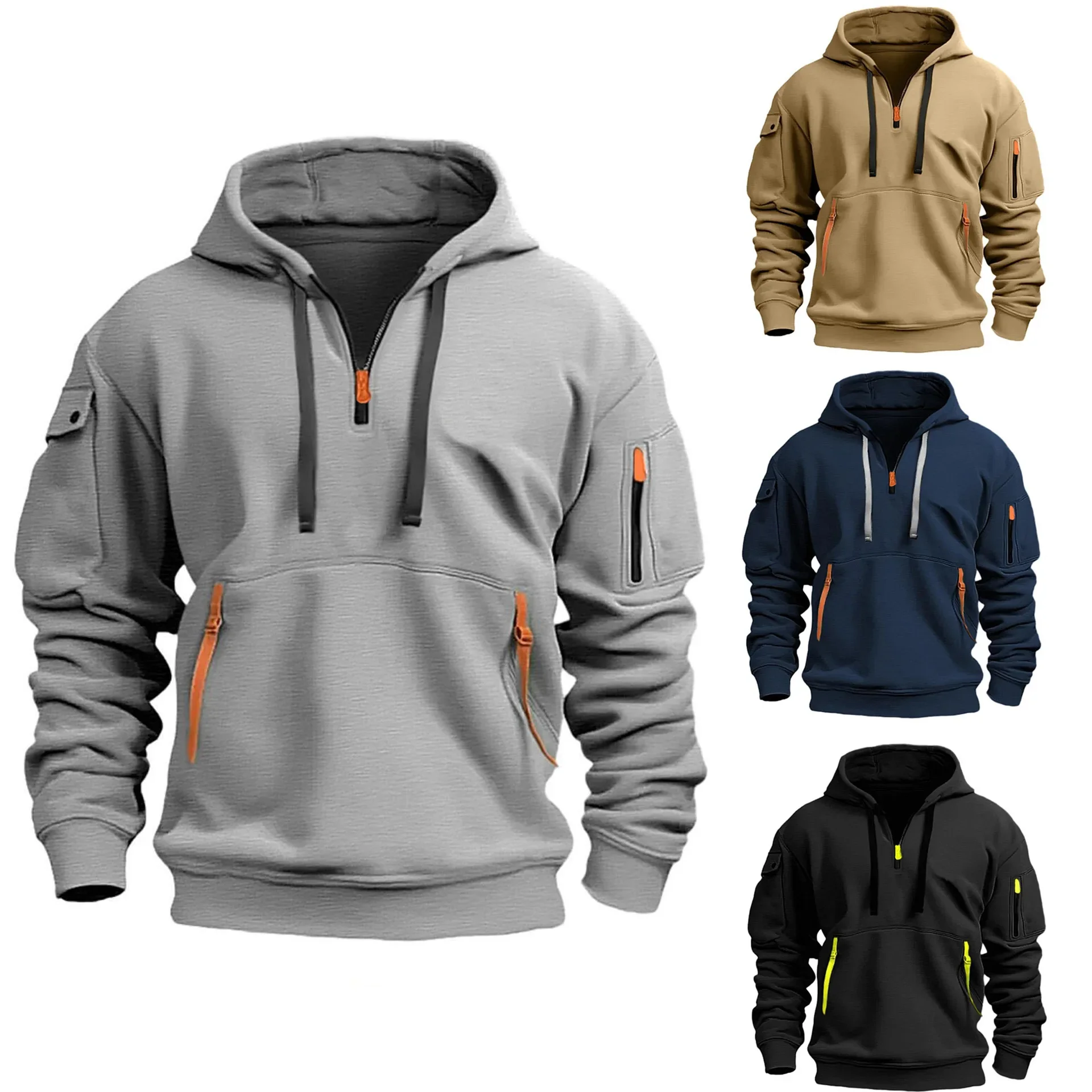 2024 Fashion latest zipper pocket clothing men's hoodie outdoor leisure sports pullover men's suit jacket