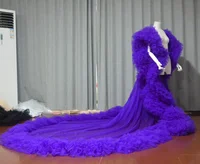 luxury Fully  long dress with ruffles cape tulle cloak Wedding attire Fashion Stage cloak custom  party prom dress - Image 2