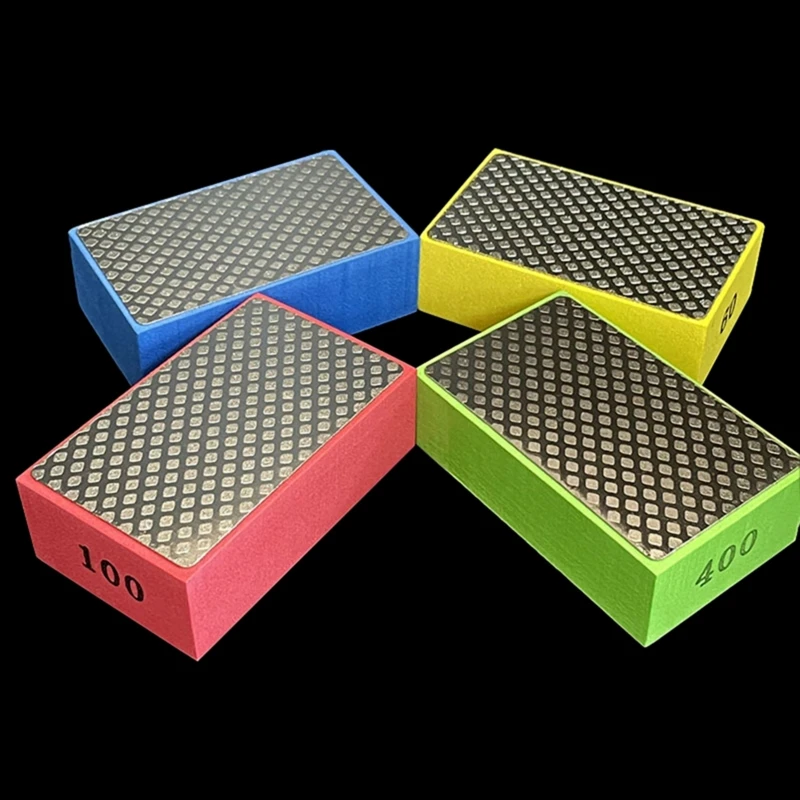 Diamond Hand Sanding Block for Metal Glass Tiles Wood Ceramic Grinding Polishing Pad 90*60*30mm 60/100/200/400# Durable Abrasive
