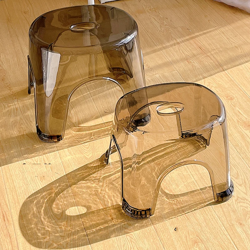 

Plastic Vanity Bathroom Chair Foot Camping Cute Children Stool Transparent Designer Bedroom Plegable Home Furniture