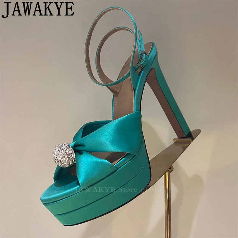 

2023 New Fashion Week Rome Sandals Woman Satin Platform Super Thin High Heel Sandals Summer Luxury Runway Party Shoes Women