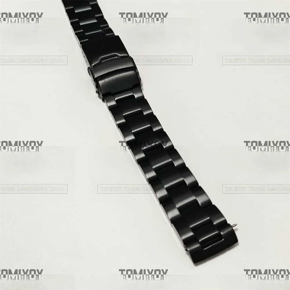 20MM Stainless Steel PVD Black Solid Curved End Link Watch Strap Bracelet Fit For Sekio 6105 Watch