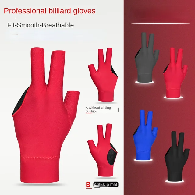 1pair Billiards Glove Hand Three Finger Snooker Billiard Glove Non Slip Stickers Elasticity Billiard Training Gloves Accessories 1