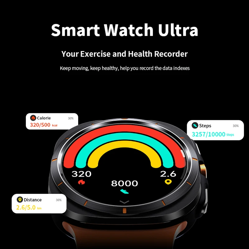 For Samsung Galaxy smart watch 7 Ultra GPS Compass Outdoor Sports Man AMOLED BT Call IP68 Galaxy 6 Upgraded Smartwatch Men
