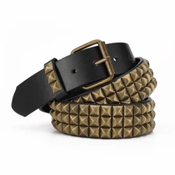 Stylish Gothic Hand - Rivet Pin - Buckle PU Belt - 120cm (Gold)