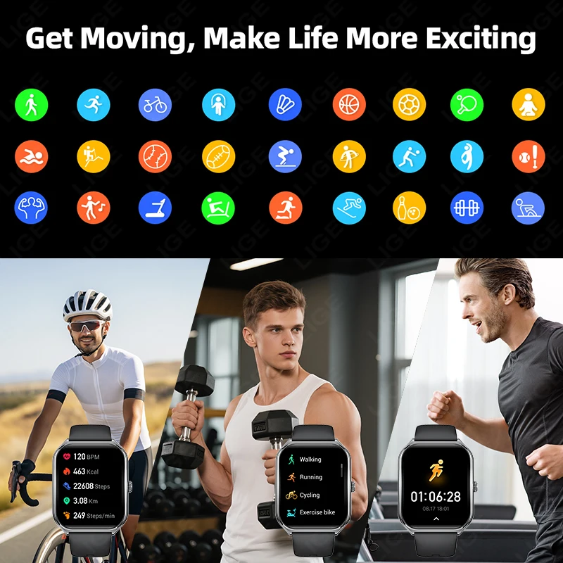 LIGE Ultra-Thin Smart Watch Ladies 1.96 "AMOLED 368*448 HD Pixel Display Always Displays Time Call Alert Smartwatch For Men 2025