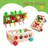 6-In-1 Kids Wooden Shape Assortment Matching Toys Carrot Fruit Game Cart Montessori Toys Puzzle Educational Baby Building Blocks 2