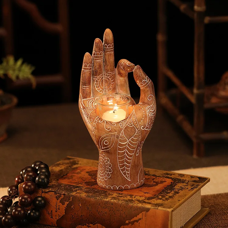 ZenReligiousBuddhaHandCandleHolderHomeDecorationCandlestick