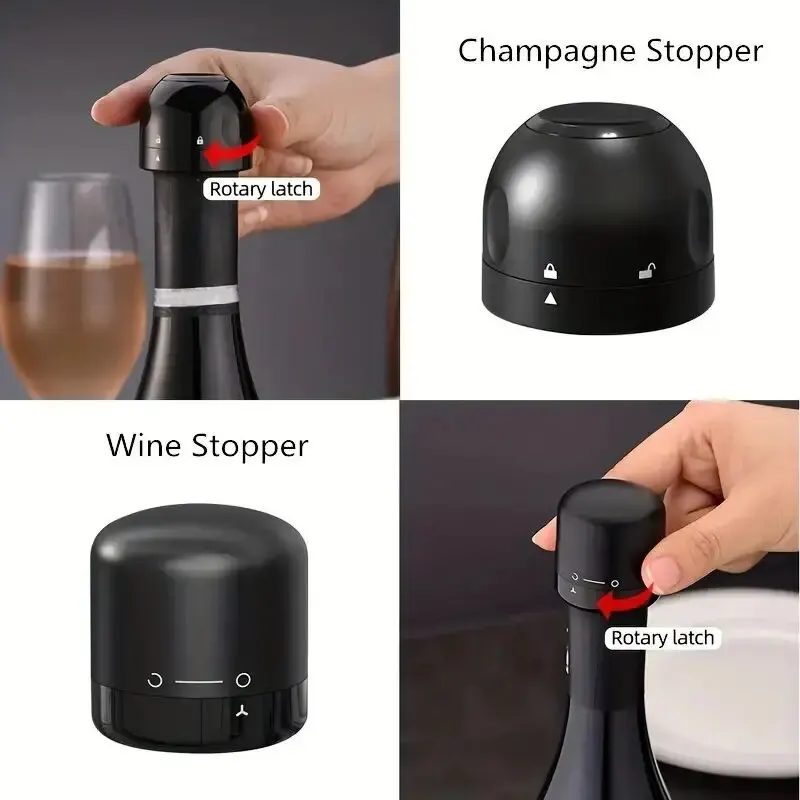 Wine Stoppers 1set Domestic Kitchen Sealing Red Wine Bottles Stoppers Mini Preservation Spin Leak Proof