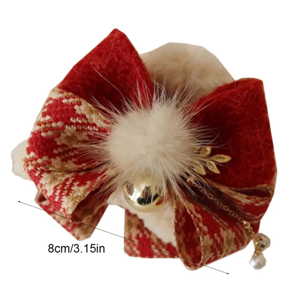 Creative Bow Christmas Hair Claw Ball Tassel Winter Claw Clip Ponytail Holder Headdress Christmas Shark Clip Daily