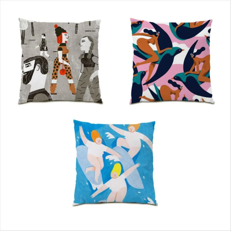 

Throw Pillow Covers Velvet Cushion Cover 45x45 Line Sofa Printing Decoration Gift Street Art Bed Color Geometry Square E0342G