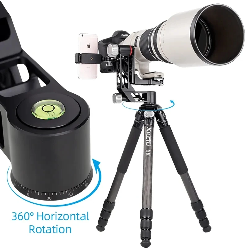 Tripod Ball Head XILETU XGH3 Professional Heavy Duty Head Telephoto Lens Cantilever Tripod Head for DSLR Camera Telephoto Lens Video Photography tripod ball head
