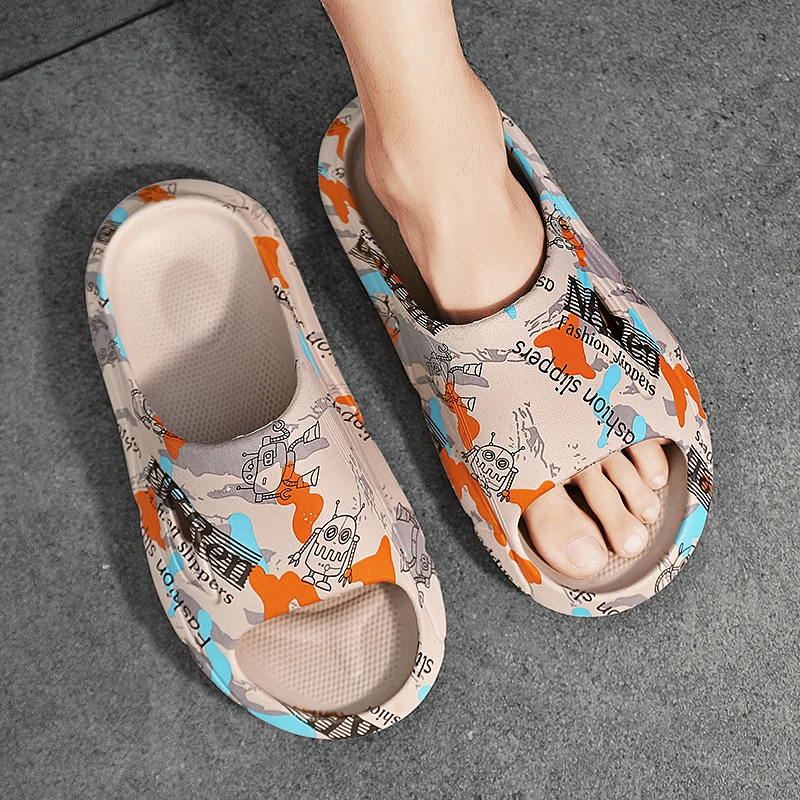 Thick Platform Bathroom Home Slippers Men Fashion Soft Sole EVA Indoor Slides Camouflage Man Sandals Summer Non-slip Flip Flops