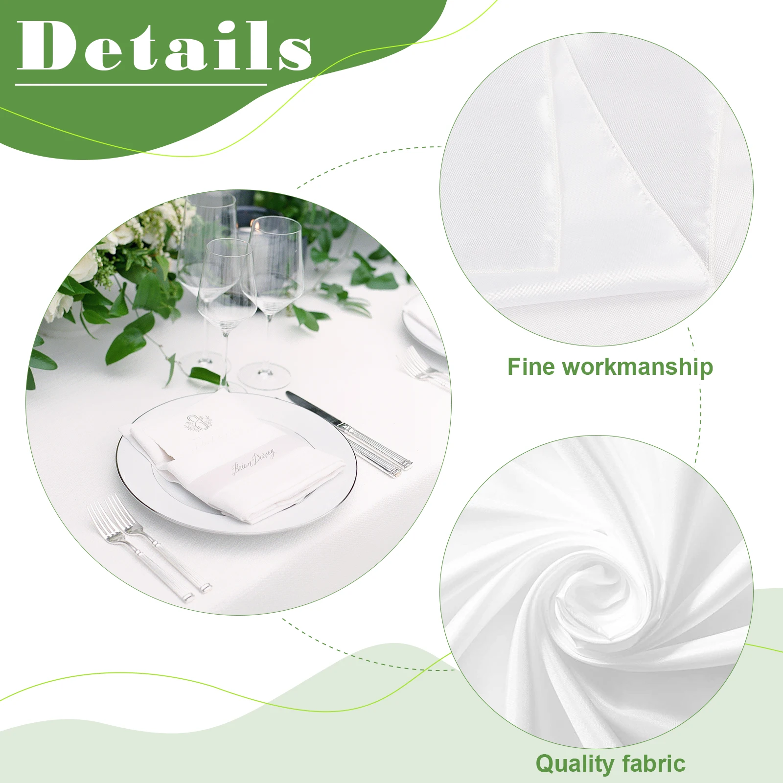Rectangle Tablecloth Stain and Wrinkle Resistant Washable Polyester Table Cover For Dining Decor 6Pcs