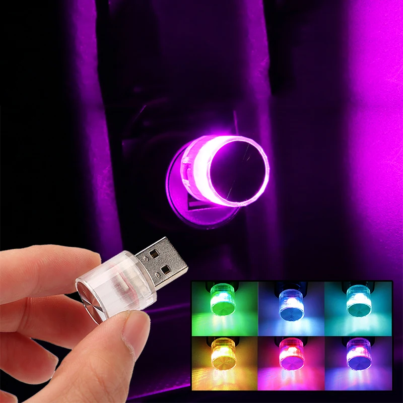 Compact USB Car Interior LED Ambient Light - Colorful & Portable Atmosphere Lamp