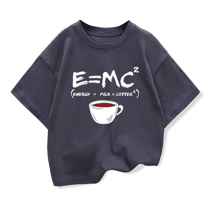 Summer Boys T-shirt Cotton Casual Funny Energy=Milk+Coffee Print Men Cool Loose O-neck Tops For Baby Kids Short Sleeve Male Tees