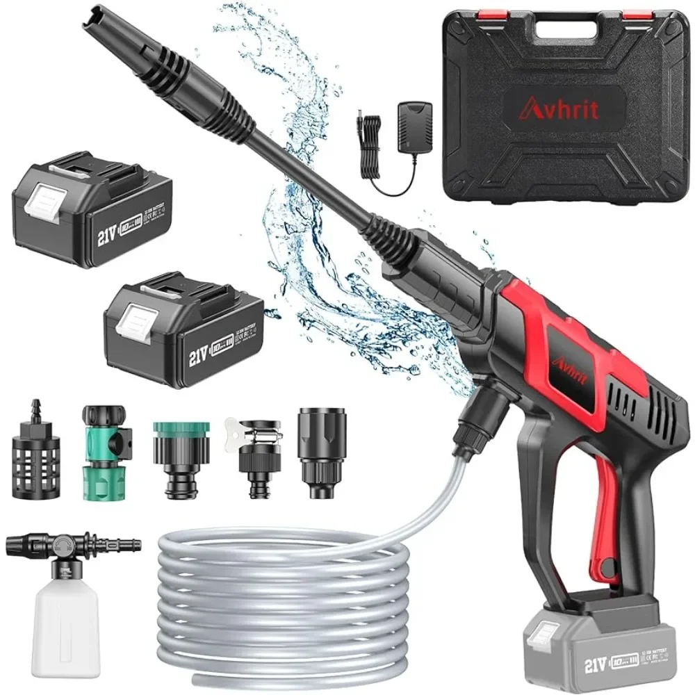 

970 PSI BRUSHLESS Portable Cleaner with 2x 4.0Ah Batteries,3 Faucet Adapter, Cordless Pressure Washer