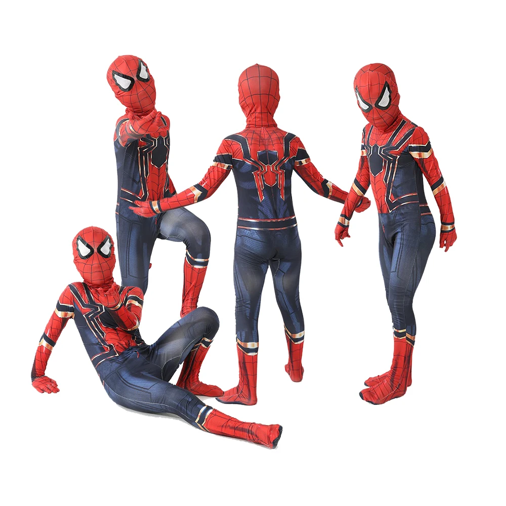 Costume Cosplay Spiderman Body Zentai Halloween Ferro Spiderman Peter Parker Supereroe Tuta Set Per Bambini Adulti