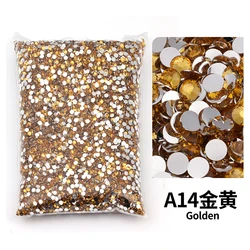 Variety Pack of Small Resin Rhinestones for Nail Art and DIY Crafts - Bulk Wholesale Flat Back Crystals (Golden)