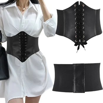 Women's Corset Body Shapewear Sexy Wide Leather Belt Cummerbunds Strap Belts for Women High Waist Slimming Corsets and Bustiers