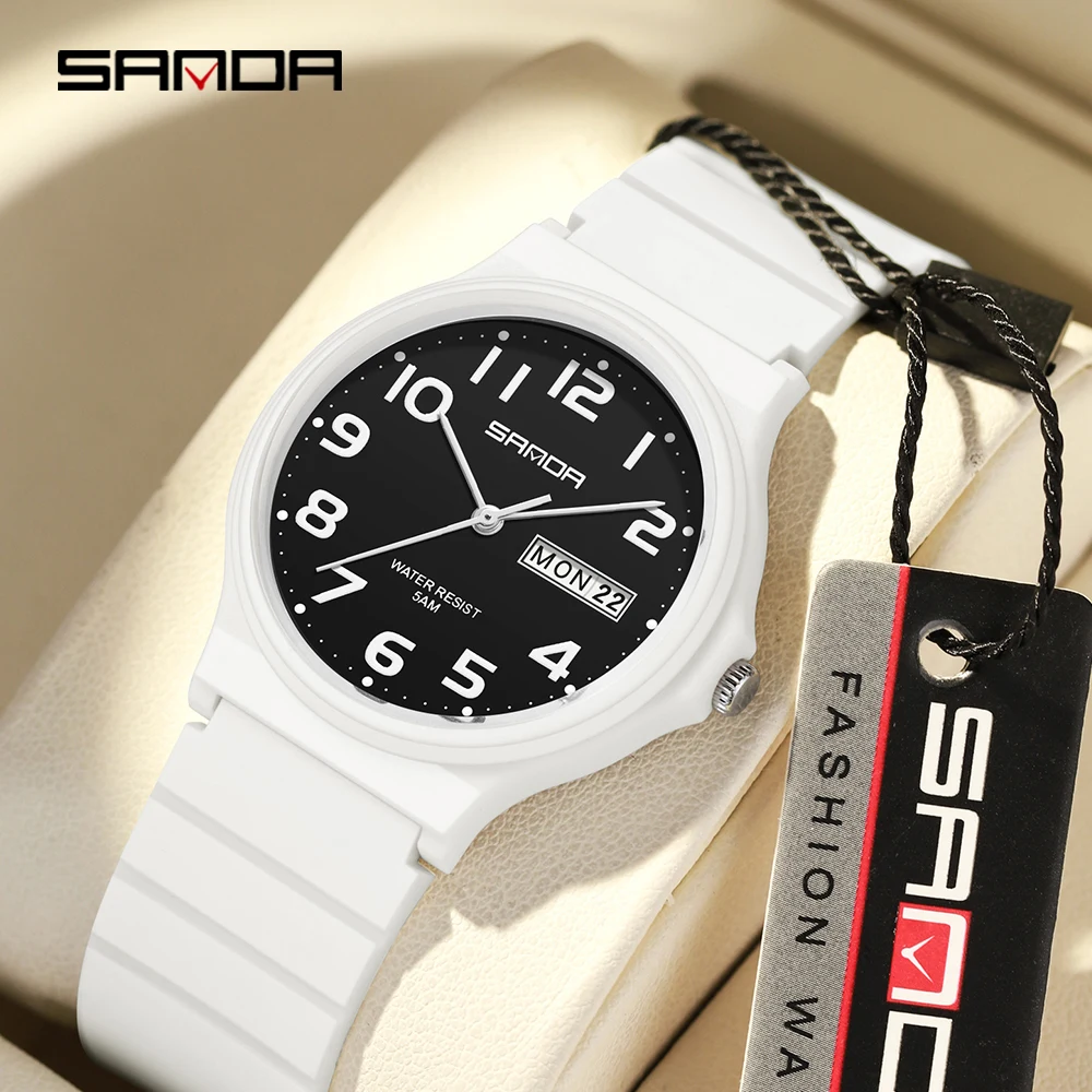 

Часы наручные SANDA 9072 для студентов, мягкие водонепроницаемые кварцевые часы с механизмом для занятий спортом на открытом воздухе, мужские и женские наручные часы