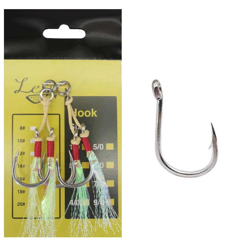 Jig Assist Hook 1/0 9/0 Size Heavy Duty Assist Hook Double Twin Hooks
