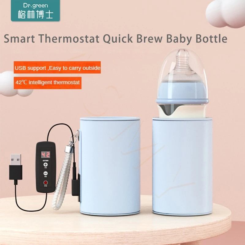 Dr.Green Smart Thermostat Newborn Baby Bottle PPSU 150+240 Combination set Sealed isolation Fast milk filling Removable/Washable 5