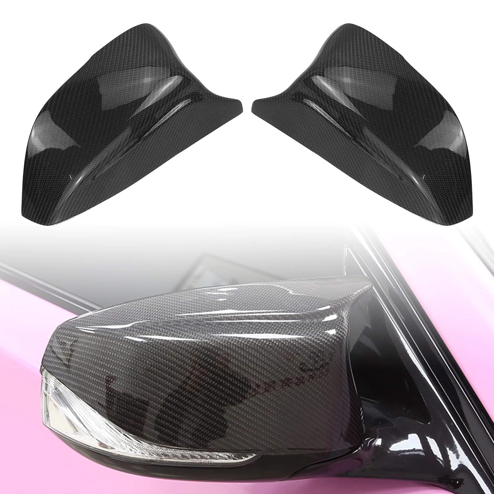 

Carbon Fiber Mirror Cover Exterior Reverse Shell Rearview Cap Clip On For Infiniti Q50 Q60 QX30 Q70 2014-2023