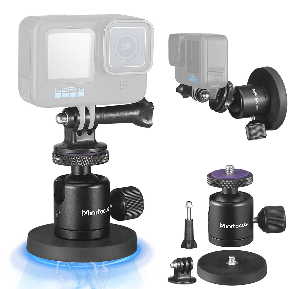 磁気カメラマウントベース、三脚ボールヘッド、GoProアクション