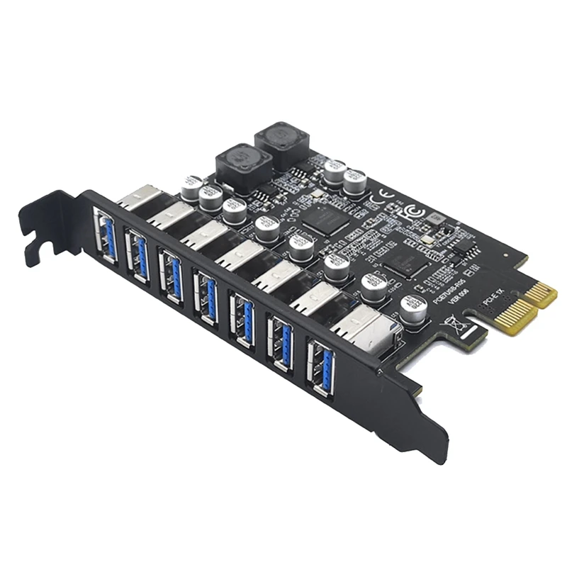 

Плата расширения USB3.2 GEN1 19PIN PCI-E PCI Express на 7 портов USB 3,2, адаптер для WINXP/WIN7/8/ 10/11 /LINUX