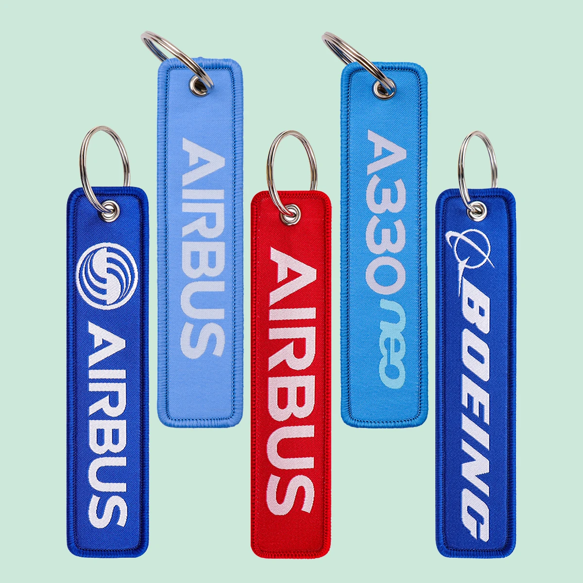 Mix 5 teile/satz Airbus Stickerei Schlüsselbund Blau Schlüssel Tag Für Motorräder Autos Rucksack Mode Zubehör Schlüsselring Geschenke für Freunde – Detail 6