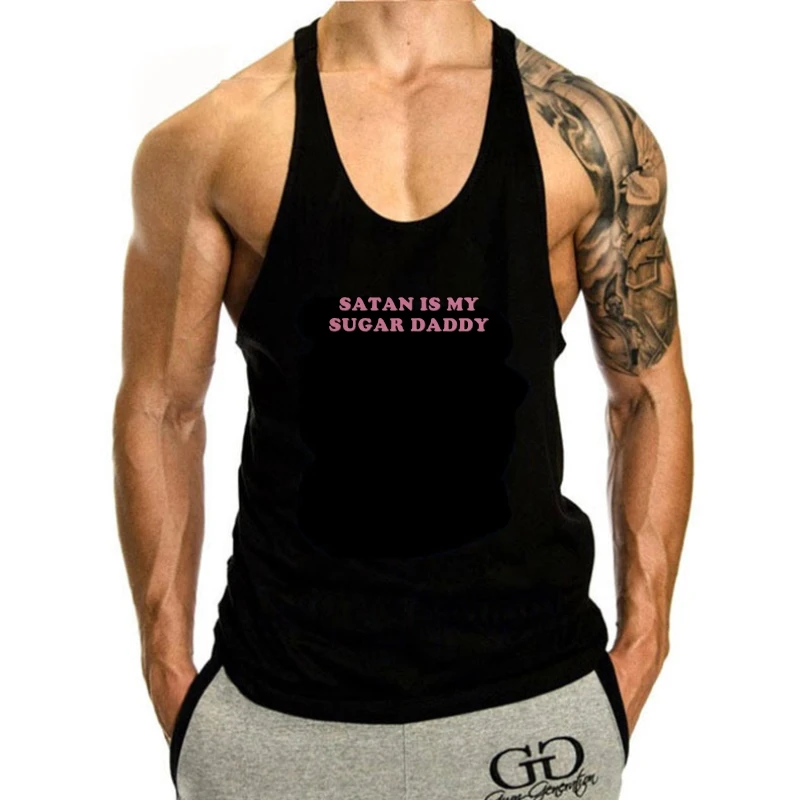 

Summer Fashion Tops Tee Satan Is My Sugar Daddy Tumblr Girls tank top men Aesthetic tank top men Sugar Baby Kawaii casual Haraju